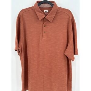 Joseph Abboud Mens XXL Rust Orange Textured Modal Blend Short Sleeve Polo Shirt